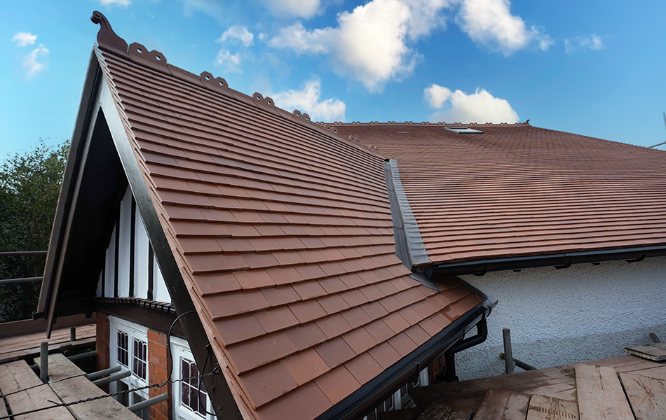 Newly installed clay tile roof on a period property in Cheltenham